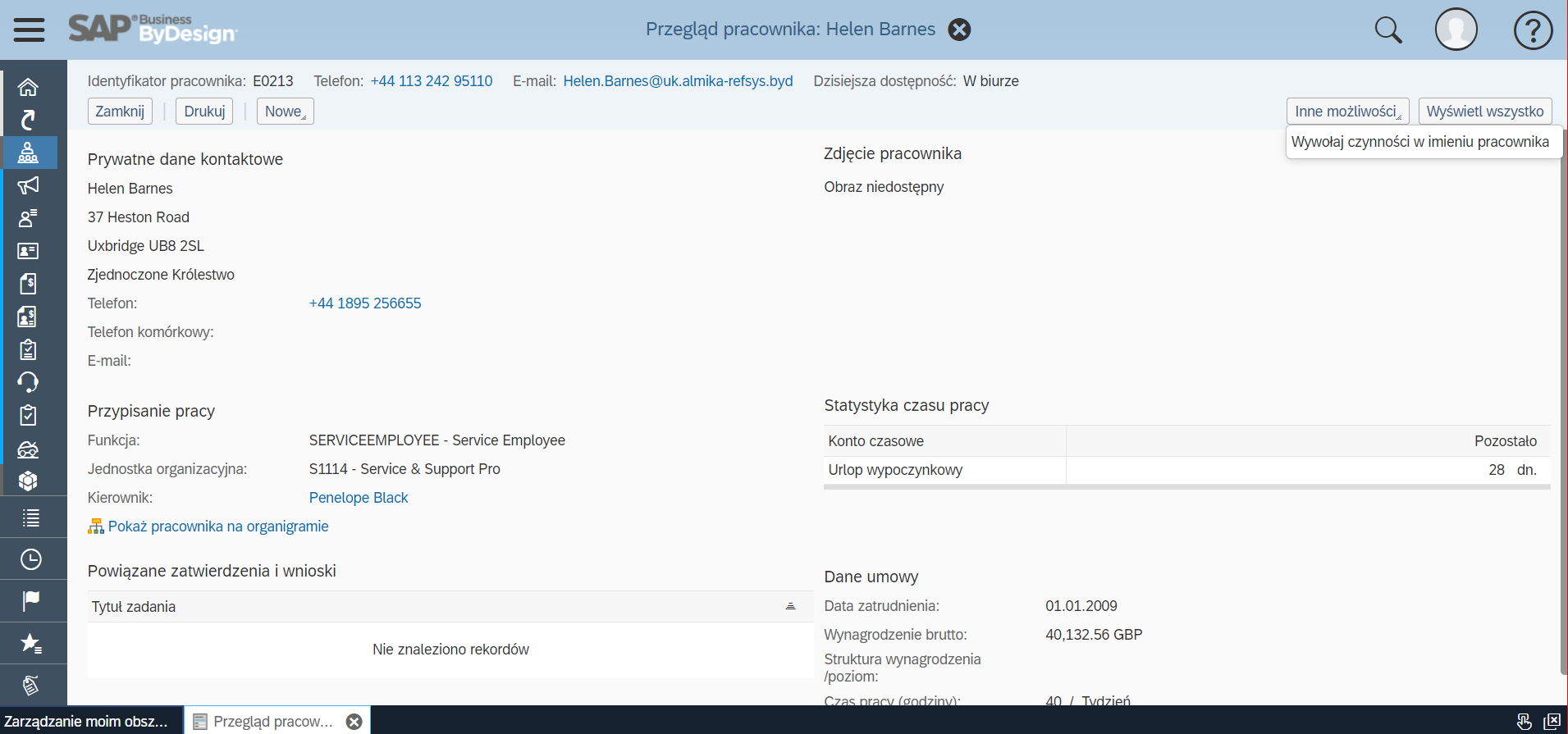 SAP Business ByDesign - Przegląd pracowników
